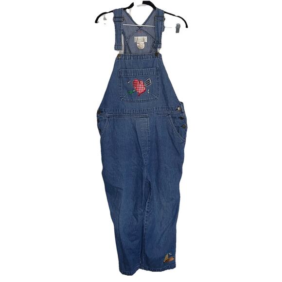 Mandal Bay Bib Overalls Womens Size XXL Blue BBQ Picnic Embroidered Cotton VTG - Picture 1 of 14